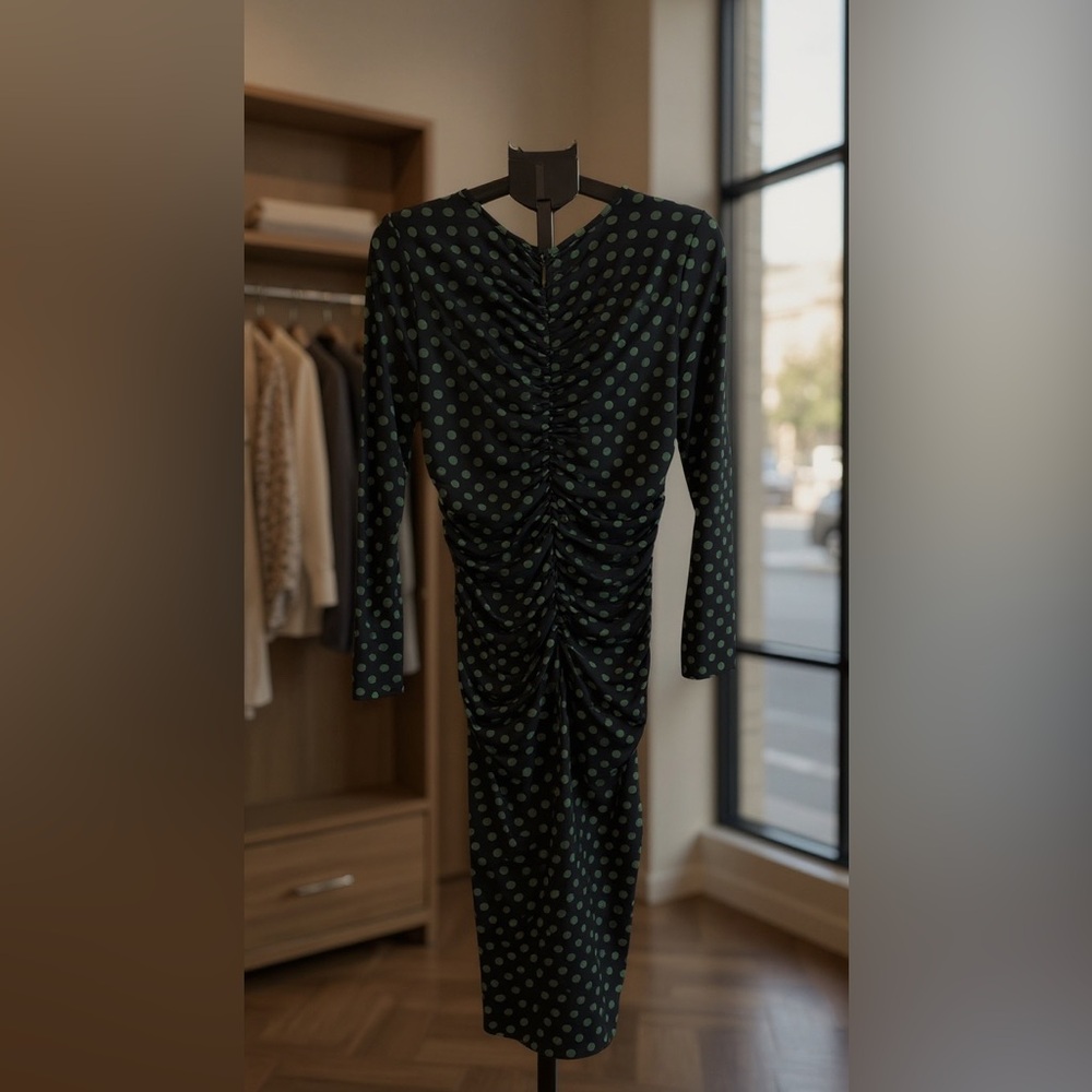 Michael Kors Black and Green Polka Dot Dress - Picture 3 of 7